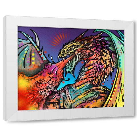Dragon Fire White Modern Wood Framed Art Print by Dean Russo Collection