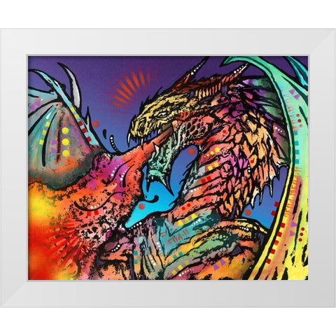 Dragon Fire White Modern Wood Framed Art Print by Dean Russo Collection