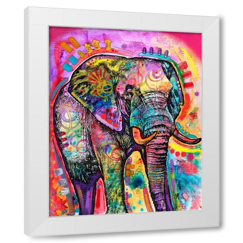 Elephant in Charge White Modern Wood Framed Art Print by Dean Russo Collection