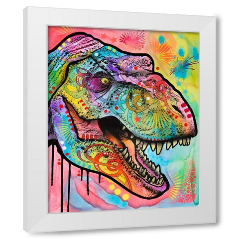 T Rex 1 White Modern Wood Framed Art Print by Dean Russo Collection