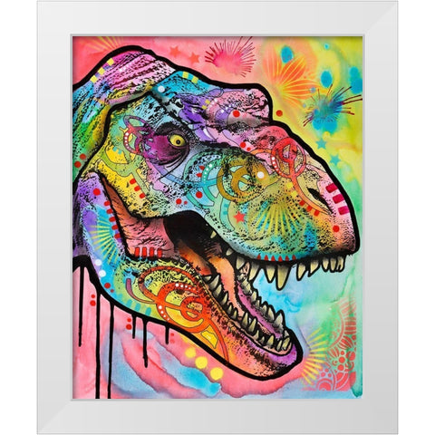 T Rex 1 White Modern Wood Framed Art Print by Dean Russo Collection