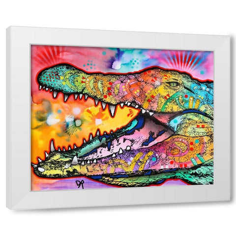 Alligator White Modern Wood Framed Art Print by Dean Russo Collection