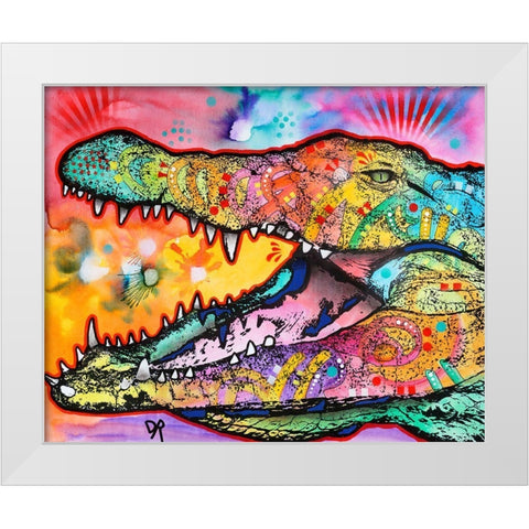 Alligator White Modern Wood Framed Art Print by Dean Russo Collection