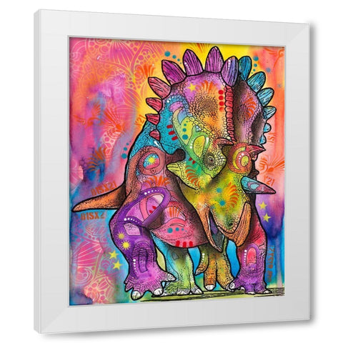 Triceratops White Modern Wood Framed Art Print by Dean Russo Collection
