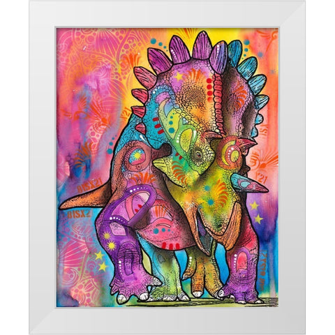 Triceratops White Modern Wood Framed Art Print by Dean Russo Collection