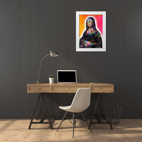 Mona Lisa Peaking White Modern Wood Framed Art Print by Dean Russo Collection