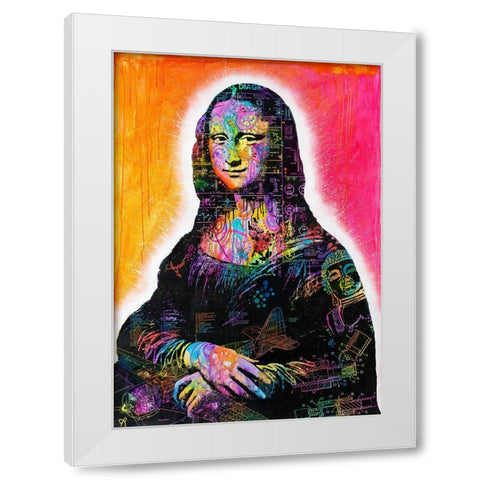 Mona Lisa Peaking White Modern Wood Framed Art Print by Dean Russo Collection