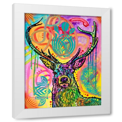 Stag White Modern Wood Framed Art Print by Dean Russo Collection