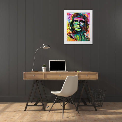 Che Guevara White Modern Wood Framed Art Print by Dean Russo Collection