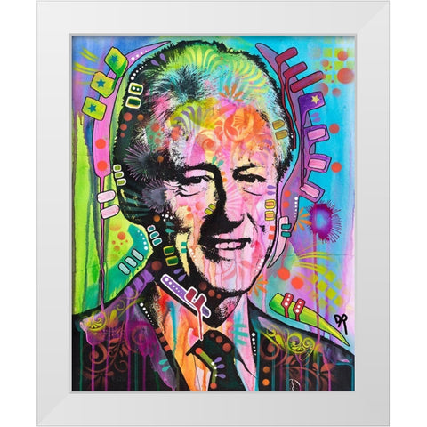 Bill Clinton White Modern Wood Framed Art Print by Dean Russo Collection