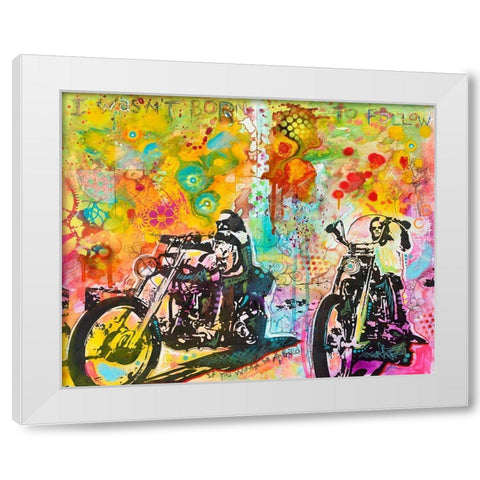 Easy Rider White Modern Wood Framed Art Print by Dean Russo Collection