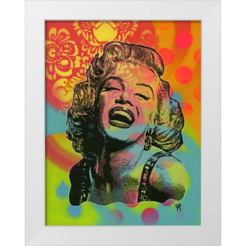 Guffaw Marilyn White Modern Wood Framed Art Print by Dean Russo Collection