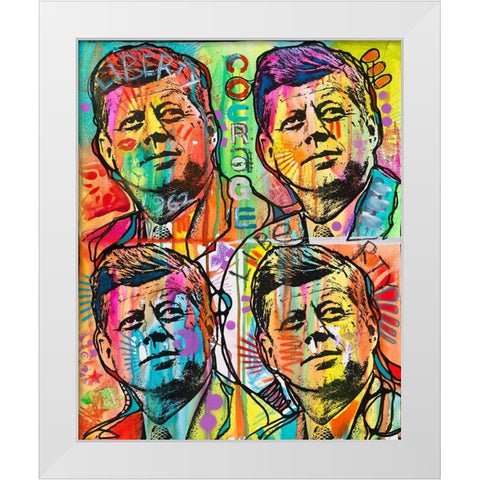 JFk 4 up White Modern Wood Framed Art Print by Dean Russo Collection