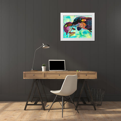 Love as large as a whale White Modern Wood Framed Art Print by Dean Russo Collection