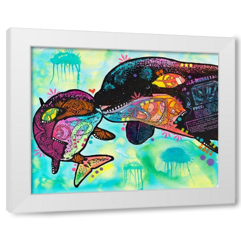 Love as large as a whale White Modern Wood Framed Art Print by Dean Russo Collection