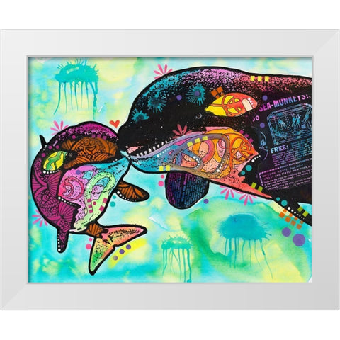 Love as large as a whale White Modern Wood Framed Art Print by Dean Russo Collection