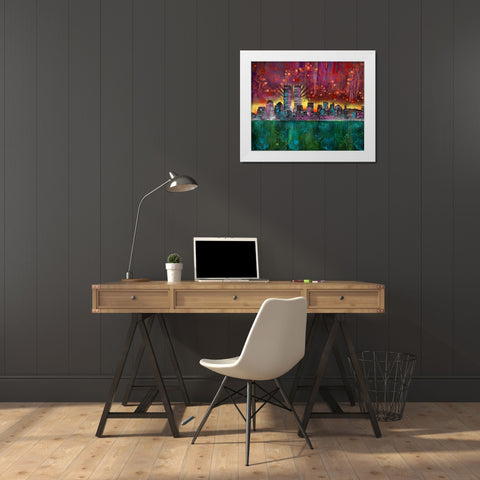 Skyline White Modern Wood Framed Art Print by Dean Russo Collection