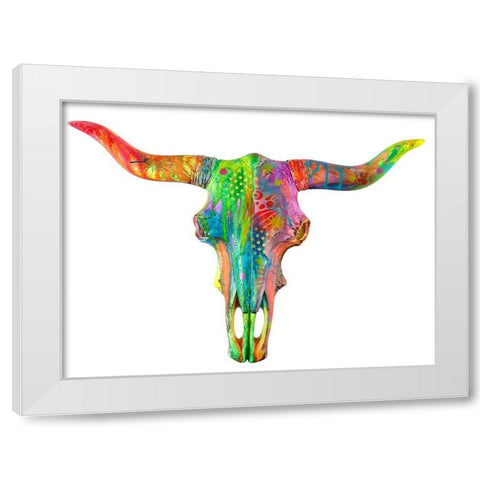 Longhorn White Modern Wood Framed Art Print by Dean Russo Collection