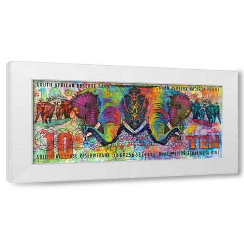 Elephants White Modern Wood Framed Art Print by Dean Russo Collection