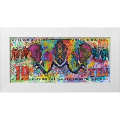 Elephants White Modern Wood Framed Art Print by Dean Russo Collection