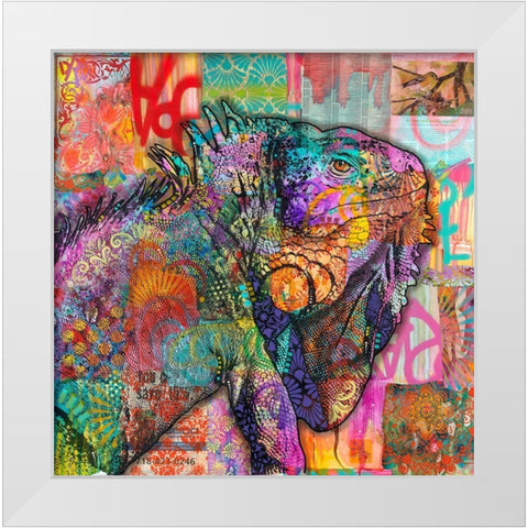 Iguana White Modern Wood Framed Art Print by Dean Russo Collection