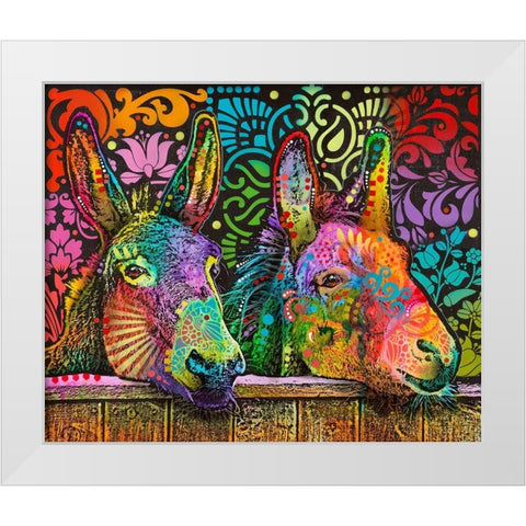 Donkeys White Modern Wood Framed Art Print by Dean Russo Collection