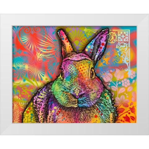 Hare White Modern Wood Framed Art Print by Dean Russo Collection