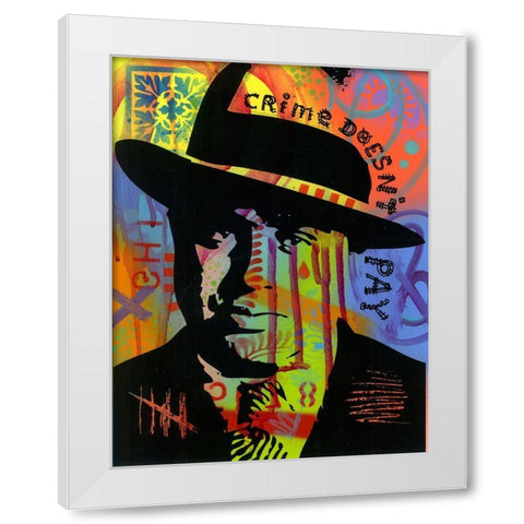 Crime Doesnt Pay White Modern Wood Framed Art Print by Dean Russo Collection