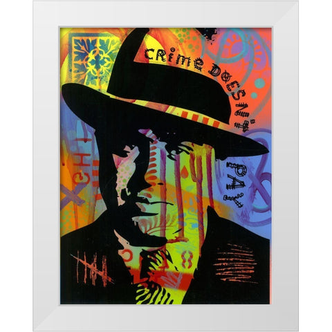 Crime Doesnt Pay White Modern Wood Framed Art Print by Dean Russo Collection