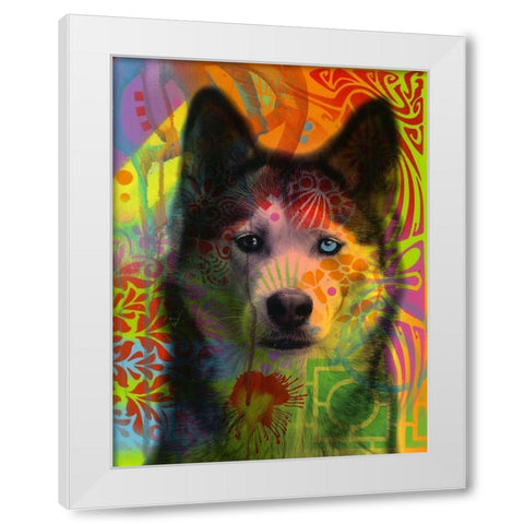 Huskys Eye White Modern Wood Framed Art Print by Dean Russo Collection