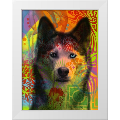 Huskys Eye White Modern Wood Framed Art Print by Dean Russo Collection