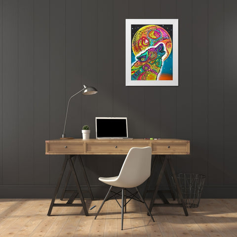 Howling Wolf White Modern Wood Framed Art Print by Dean Russo Collection