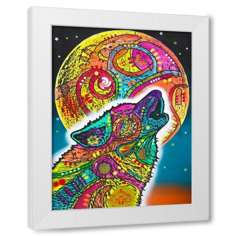 Howling Wolf White Modern Wood Framed Art Print by Dean Russo Collection