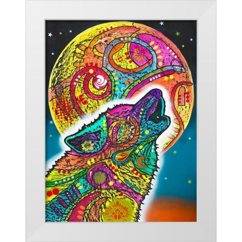Howling Wolf White Modern Wood Framed Art Print by Dean Russo Collection