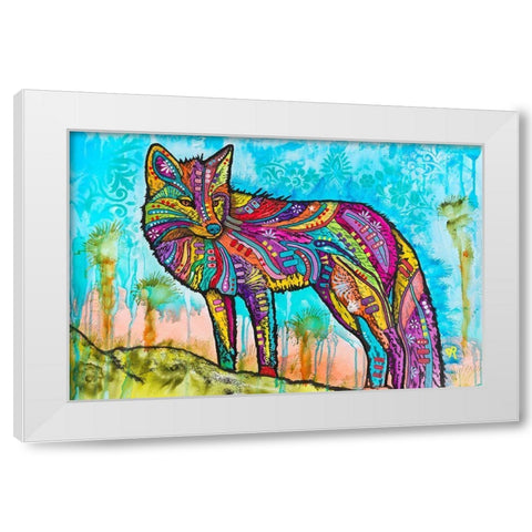 Electric Fox White Modern Wood Framed Art Print by Dean Russo Collection