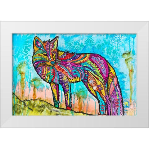 Electric Fox White Modern Wood Framed Art Print by Dean Russo Collection