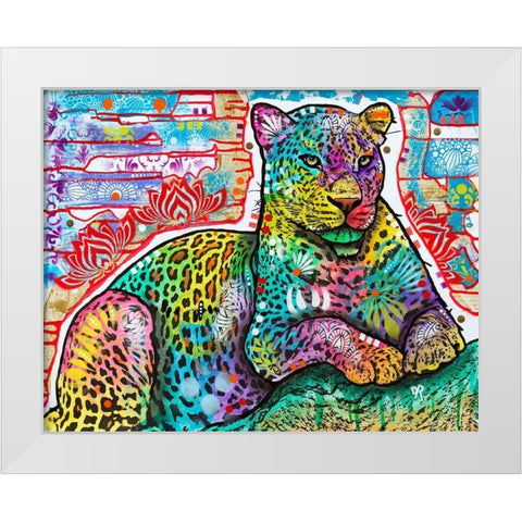 Electric Leopard White Modern Wood Framed Art Print by Dean Russo Collection