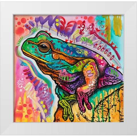 Psychedelic Frog White Modern Wood Framed Art Print by Dean Russo Collection