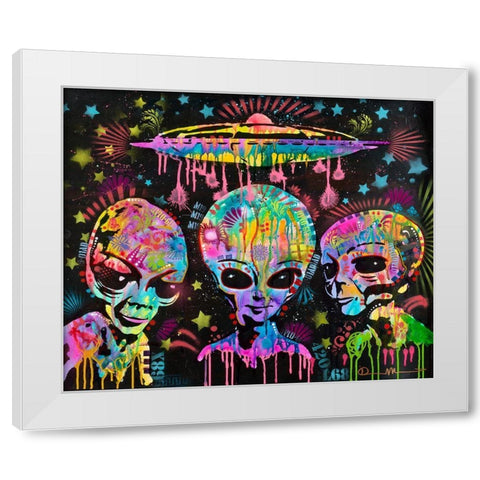 Aliens White Modern Wood Framed Art Print by Dean Russo Collection