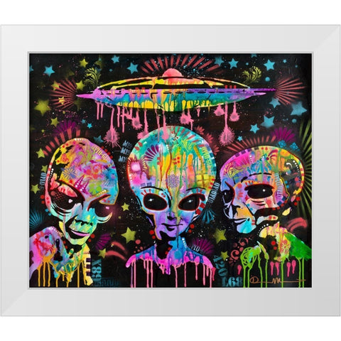 Aliens White Modern Wood Framed Art Print by Dean Russo Collection