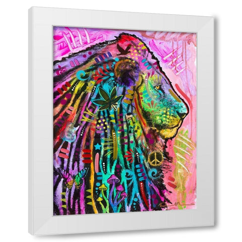 Syco-Delic Lion White Modern Wood Framed Art Print by Dean Russo Collection