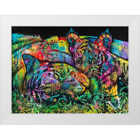 Mama Tiger and Cub White Modern Wood Framed Art Print by Dean Russo Collection
