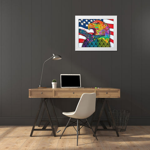 American Eagle White Modern Wood Framed Art Print by Dean Russo Collection