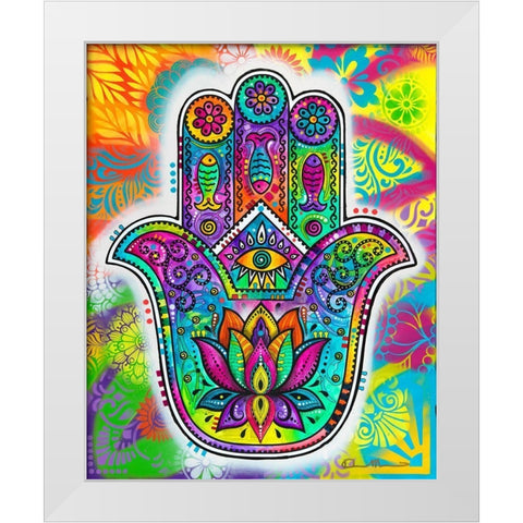 Hamsa 2 White Modern Wood Framed Art Print by Dean Russo Collection