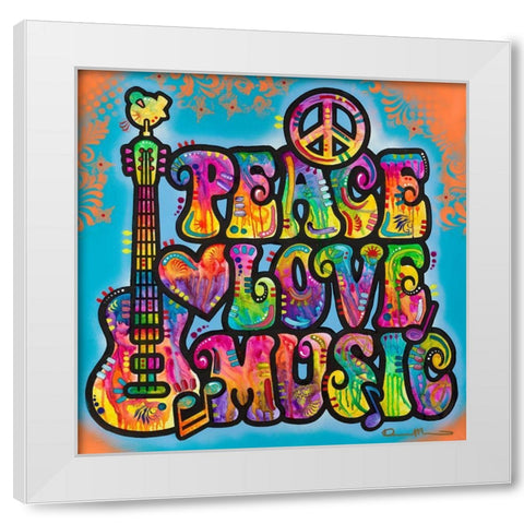 Peace Love Music White Modern Wood Framed Art Print by Dean Russo Collection