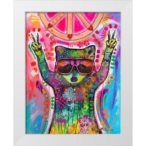 Cosmic Trash Panda for Universal Peace White Modern Wood Framed Art Print by Dean Russo Collection