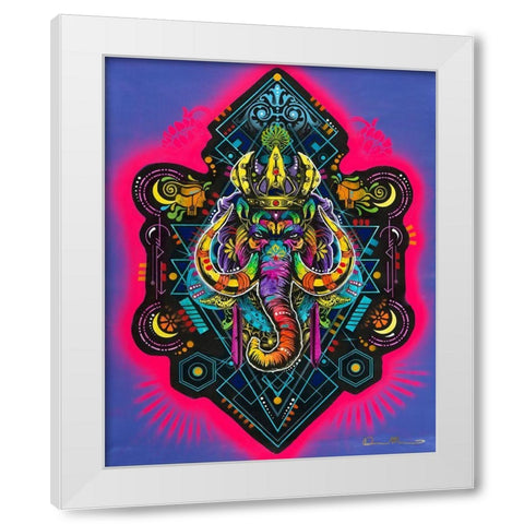 King Elephant White Modern Wood Framed Art Print by Dean Russo Collection