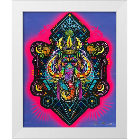 King Elephant White Modern Wood Framed Art Print by Dean Russo Collection