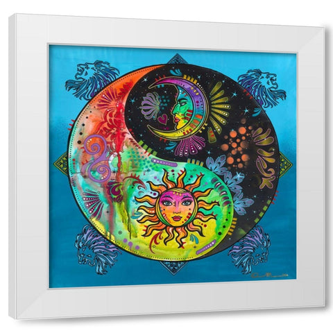 Yin Yang - Sun and Moon White Modern Wood Framed Art Print by Dean Russo Collection