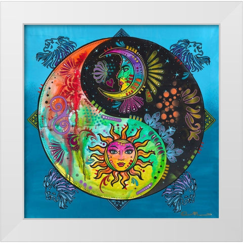 Yin Yang - Sun and Moon White Modern Wood Framed Art Print by Dean Russo Collection
